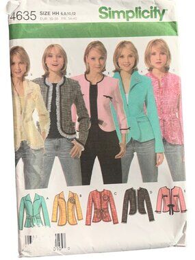 Simplicity 4635 Women's Blazer Jacket Sewing Pattern Size 6 8 10 12 Uncut 2005